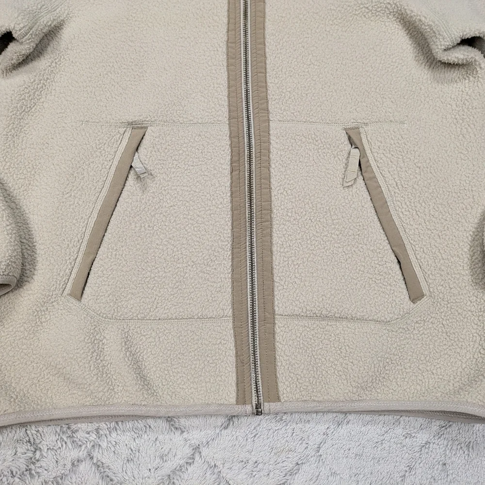 Merrell Jacket Women's L Beige Cream Flux Heavy Weight Sherpa Fleece Hood Zip